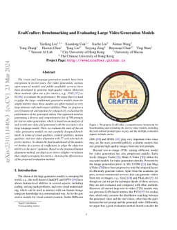 EvalCrafter: Benchmarking and Evaluating Large Video Generation Models