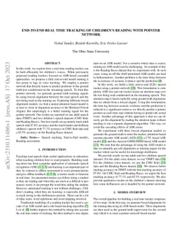 End-to-End real time tracking of children's reading with pointer network