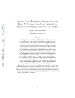 Bias and Error Mitigation in Software-Generated Data: An Advanced Search
  and Optimization Framework Leveraging Generative Code Models
