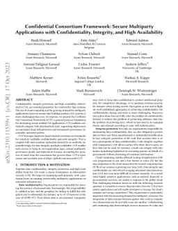 Confidential Consortium Framework: Secure Multiparty Applications with
  Confidentiality, Integrity, and High Availability