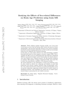 Studying the Effects of Sex-related Differences on Brain Age Prediction
  using brain MR Imaging