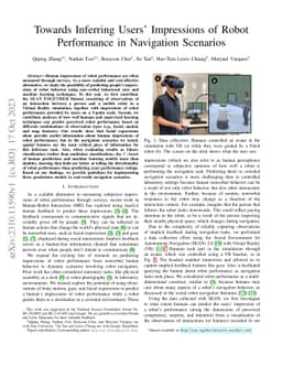 Towards Inferring Users' Impressions of Robot Performance in Navigation
  Scenarios