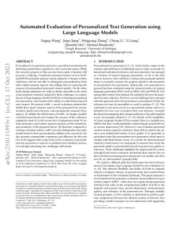 Automated Evaluation of Personalized Text Generation using Large
  Language Models