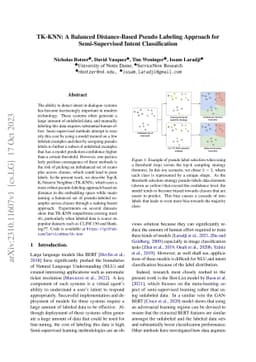 TK-KNN: A Balanced Distance-Based Pseudo Labeling Approach for
  Semi-Supervised Intent Classification