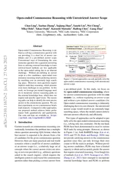 Open-ended Commonsense Reasoning with Unrestricted Answer Scope