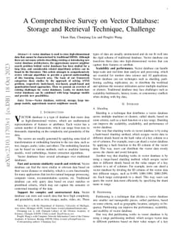 A Comprehensive Survey on Vector Database: Storage and Retrieval
  Technique, Challenge