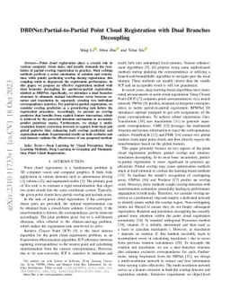 DBDNet:Partial-to-Partial Point Cloud Registration with Dual Branches
  Decoupling