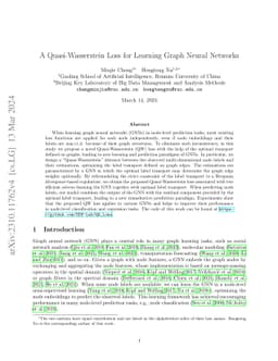 A Quasi-Wasserstein Loss for Learning Graph Neural Networks