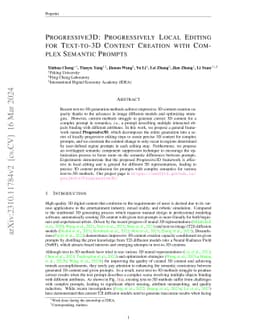 Progressive3D: Progressively Local Editing for Text-to-3D Content
  Creation with Complex Semantic Prompts