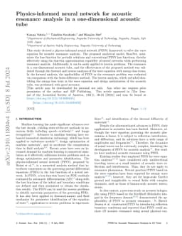 Physics-informed neural network for acoustic resonance analysis in a
  one-dimensional acoustic tube