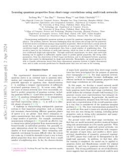 Learning quantum properties from short-range correlations using
  multi-task networks
