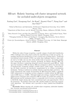 HB-net: Holistic bursting cell cluster integrated network for occluded
  multi-objects recognition