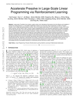 Accelerate Presolve in Large-Scale Linear Programming via Reinforcement
  Learning