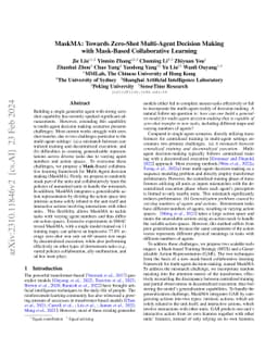 MaskMA: Towards Zero-Shot Multi-Agent Decision Making with Mask-Based
  Collaborative Learning