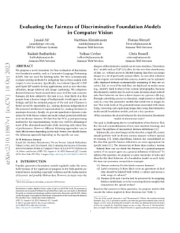 Evaluating the Fairness of Discriminative Foundation Models in Computer
  Vision