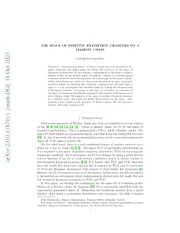 The space of positive transition measures on a Markov chain