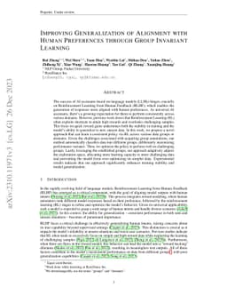 Improving Generalization of Alignment with Human Preferences through
  Group Invariant Learning
