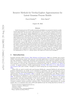 Iterative Methods for Vecchia-Laplace Approximations for Latent Gaussian
  Process Models