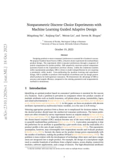Nonparametric Discrete Choice Experiments with Machine Learning Guided
  Adaptive Design