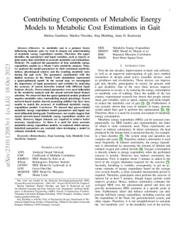 Contributing Components of Metabolic Energy Models to Metabolic Cost
  Estimations in Gait