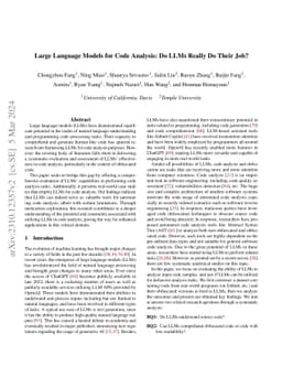 Large Language Models for Code Analysis: Do LLMs Really Do Their Job?