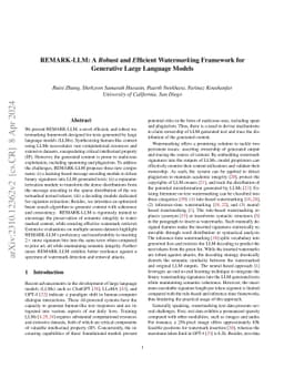 REMARK-LLM: A Robust and Efficient Watermarking Framework for Generative
  Large Language Models