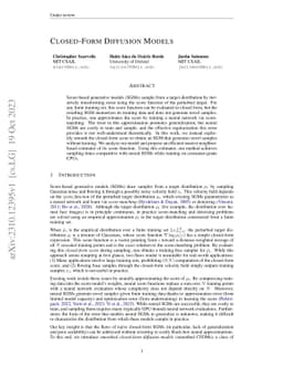 Closed-Form Diffusion Models