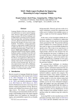 MAF: Multi-Aspect Feedback for Improving Reasoning in Large Language
  Models