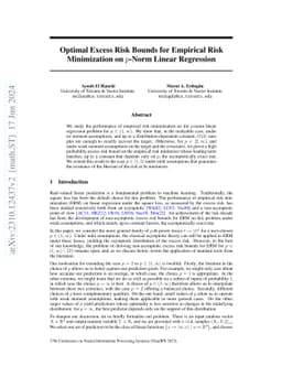 Optimal Excess Risk Bounds for Empirical Risk Minimization on $p$-Norm
  Linear Regression