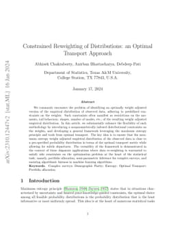 Constrained Reweighting of Distributions: an Optimal Transport Approach