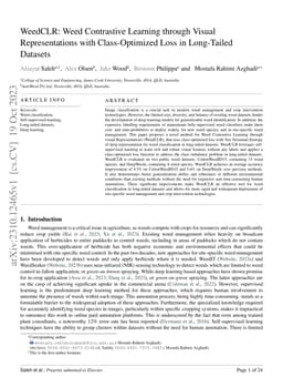 WeedCLR: Weed Contrastive Learning through Visual Representations with
  Class-Optimized Loss in Long-Tailed Datasets