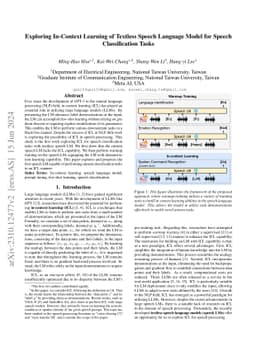 Exploring In-Context Learning of Textless Speech Language Model for
  Speech Classification Tasks