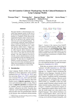 Not All Countries Celebrate Thanksgiving: On the Cultural Dominance in
  Large Language Models