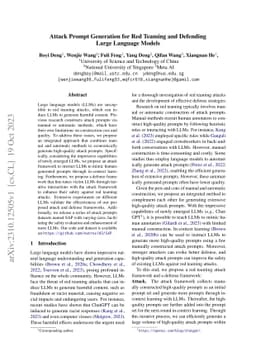 Attack Prompt Generation for Red Teaming and Defending Large Language
  Models