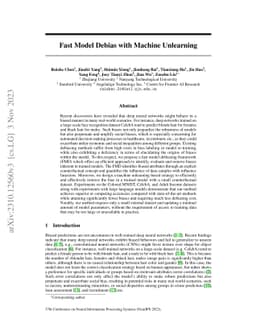 Fast Model Debias with Machine Unlearning