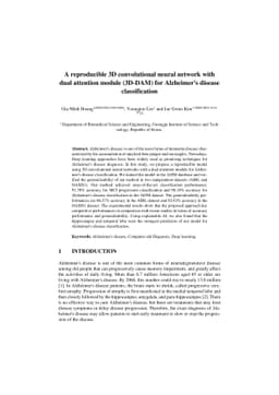 A reproducible 3D convolutional neural network with dual attention
  module (3D-DAM) for Alzheimer's disease classification