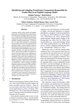Identifying and Adapting Transformer-Components Responsible for Gender
  Bias in an English Language Model