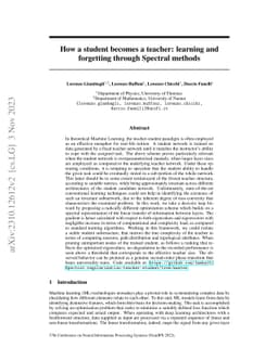 How a student becomes a teacher: learning and forgetting through
  Spectral methods