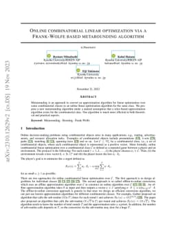 Online Combinatorial Linear Optimization via a Frank-Wolfe-based
  Metarounding Algorithm