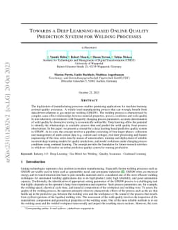 Towards a Deep Learning-based Online Quality Prediction System for
  Welding Processes