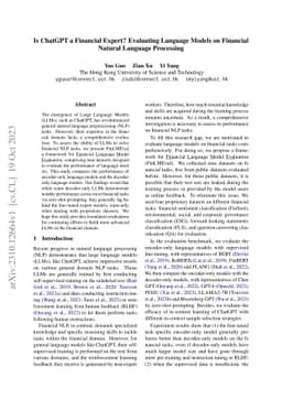 Is ChatGPT a Financial Expert? Evaluating Language Models on Financial
  Natural Language Processing