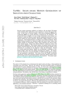 TapMo: Shape-aware Motion Generation of Skeleton-free Characters