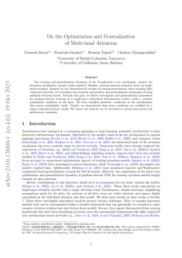 On the Optimization and Generalization of Multi-head Attention