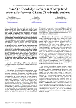 knowCC: Knowledge, awareness of computer & cyber ethics between
  CS/non-CS university students