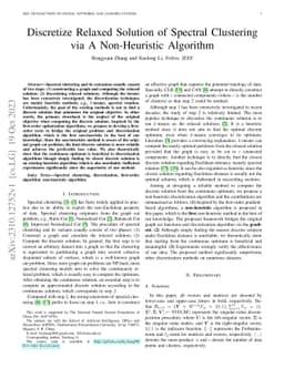 Discretize Relaxed Solution of Spectral Clustering via a Non-Heuristic
  Algorithm