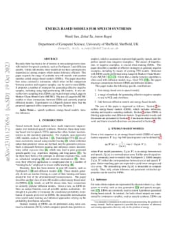 Energy-Based Models For Speech Synthesis