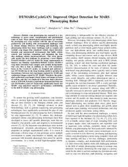 DT/MARS-CycleGAN: Improved Object Detection for MARS Phenotyping Robot