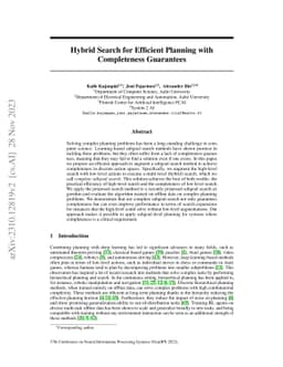 Hybrid Search for Efficient Planning with Completeness Guarantees