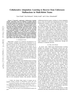 Collaborative Adaptation: Learning to Recover from Unforeseen
  Malfunctions in Multi-Robot Teams