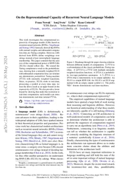 On the Representational Capacity of Recurrent Neural Language Models